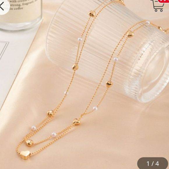 🧡 3 for $20 Belly Waist Chains, Gold Plated, Hearts, Simulated Pearls - Picture 4 of 4
